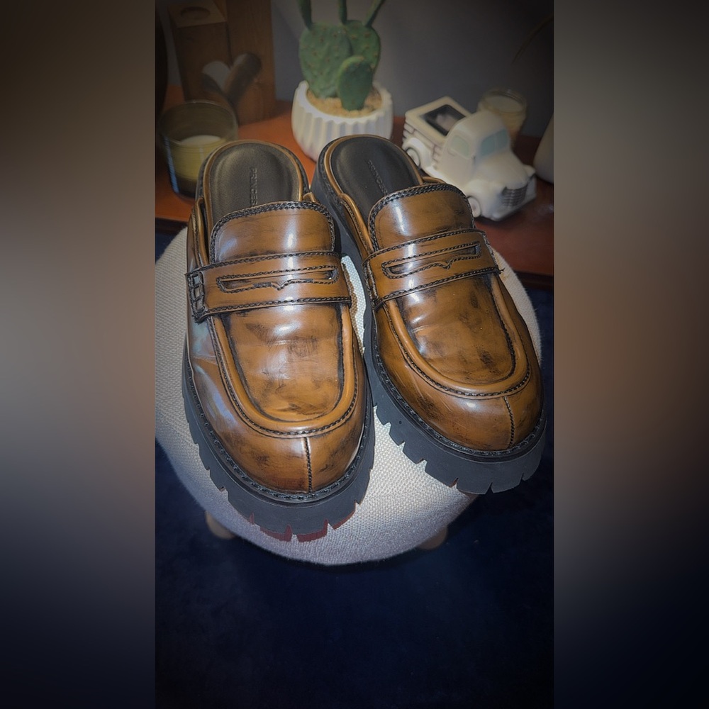 Brown and Black Chunky Loafers with Strap Detail
